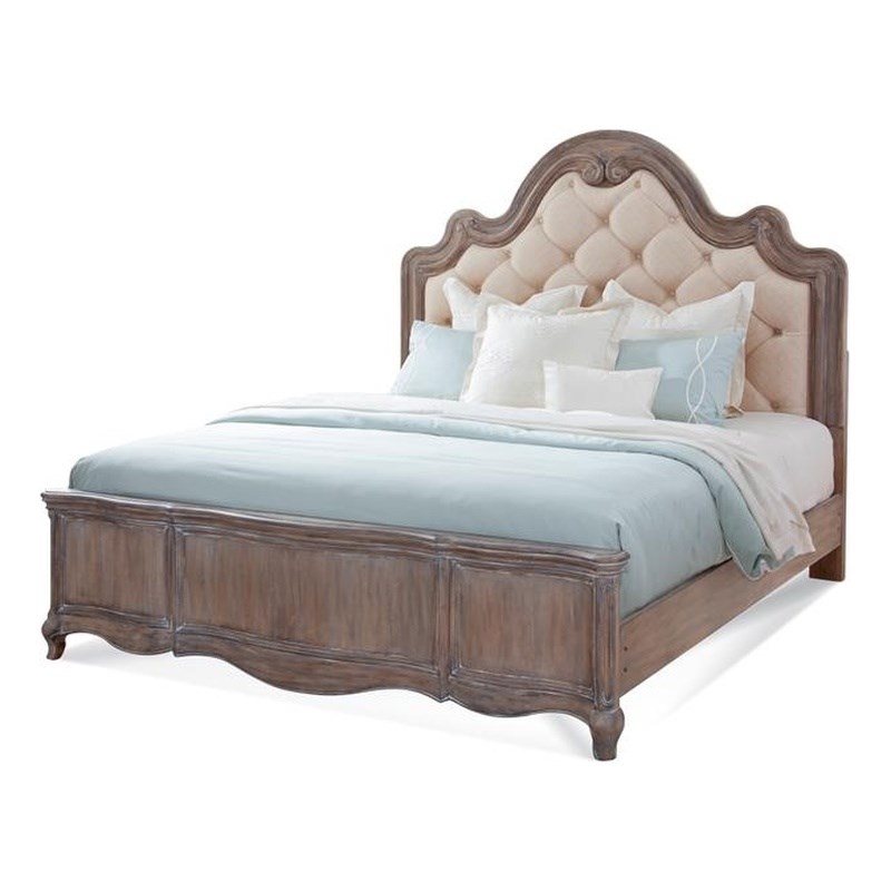 Genoa Antique Gray Wooden Tufted Queen Bed
