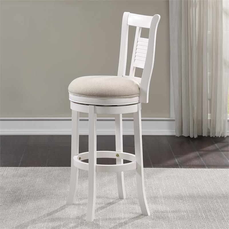Grove White Solid Wood Swivel Bar Stool Homesquare