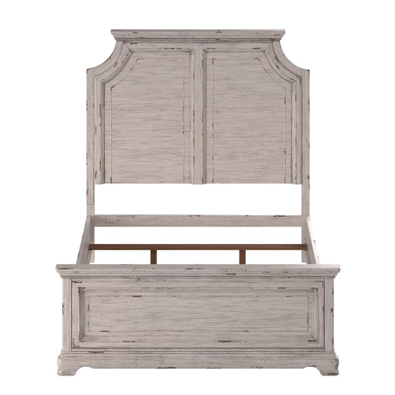 Providence Antique White Wood Queen Panel Bed