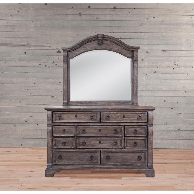 Heirloom Rustic Brown Charcoal 10drawer Dresser and Mirror Homesquare