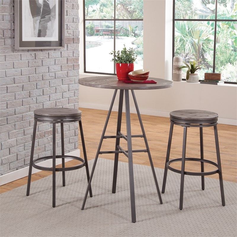 Chesson Grey Metal and Wood High Pub Table