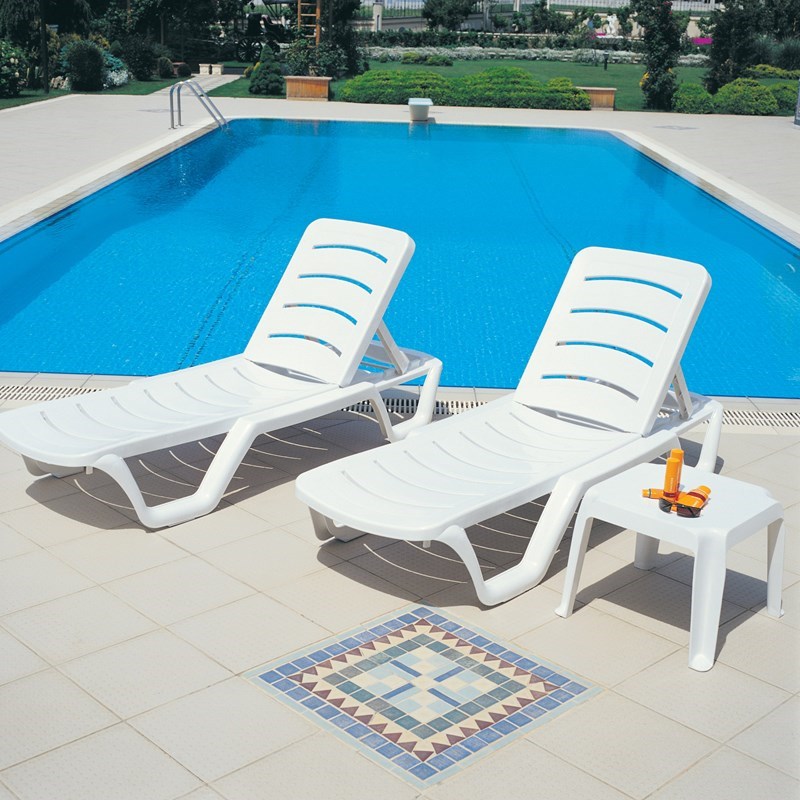 Compamia Sunray Square Resin Patio Side Table in White Homesquare