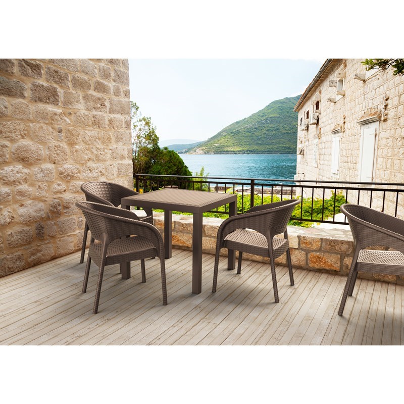Compamia Panama Resin Wickerlook Patio Dining Arm Chair in Brown