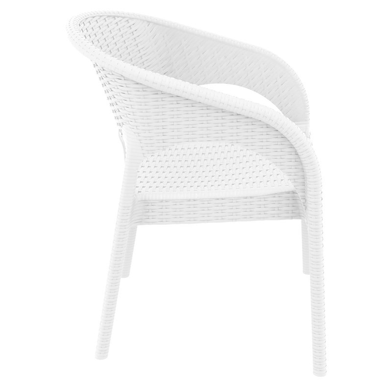 Compamia Panama Resin Wickerlook Patio Dining Arm Chair in White