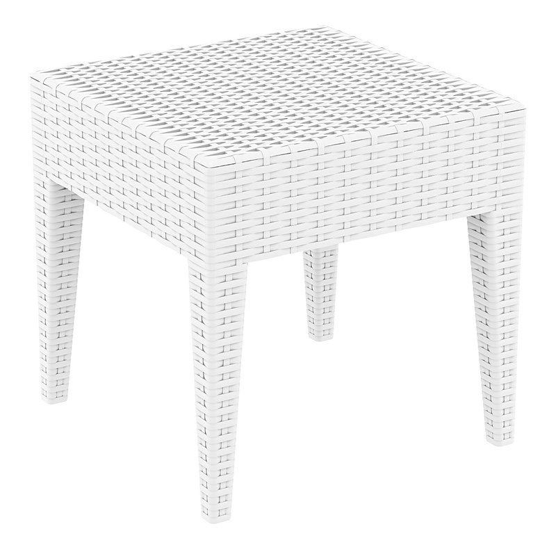 Compamia Miami Square Resin Patio Side Table in White