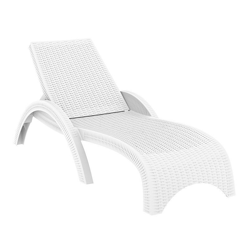 Compamia Miami Resin Wickerlook Patio Chaise Lounge in White