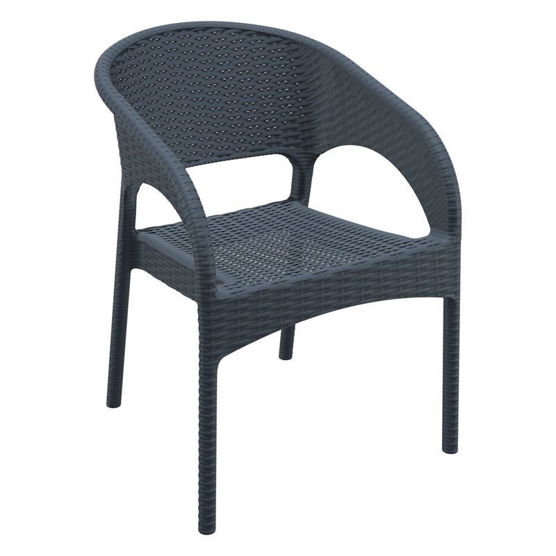 Compamia Panama Patio Dining Arm Chair in Dark Gray