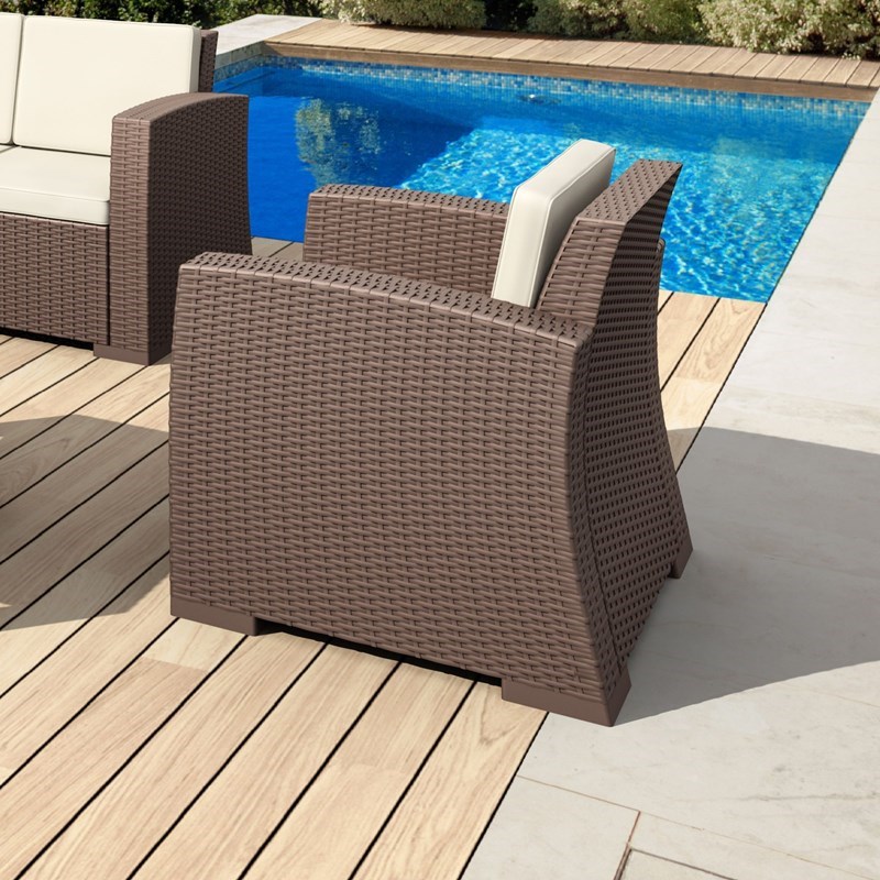Compamia Monaco Outdoor Club Chair in Brown with Cushion