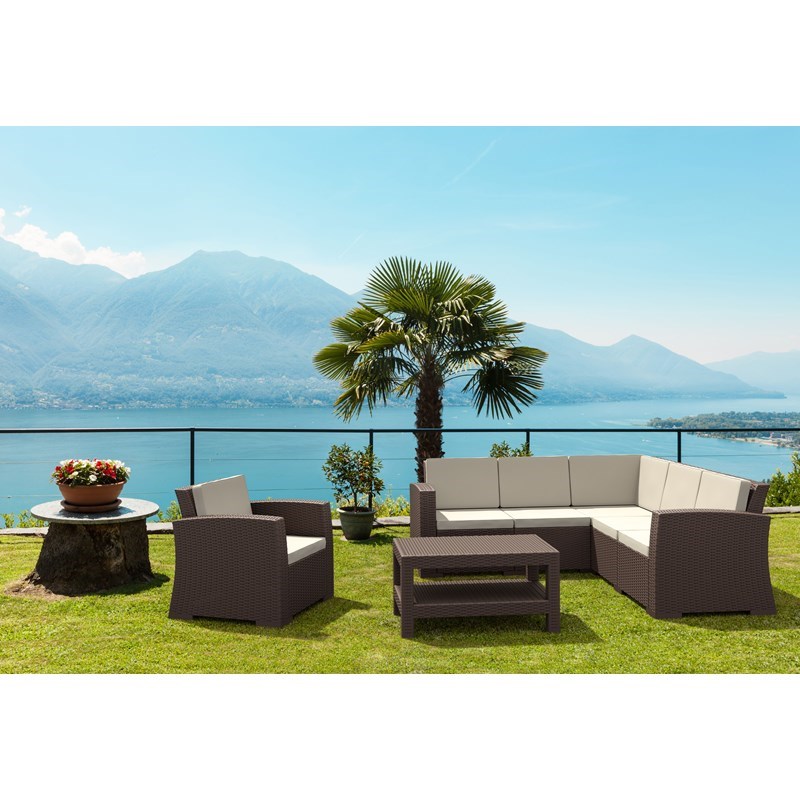 Compamia Monaco Outdoor Club Chair in Brown with Cushion