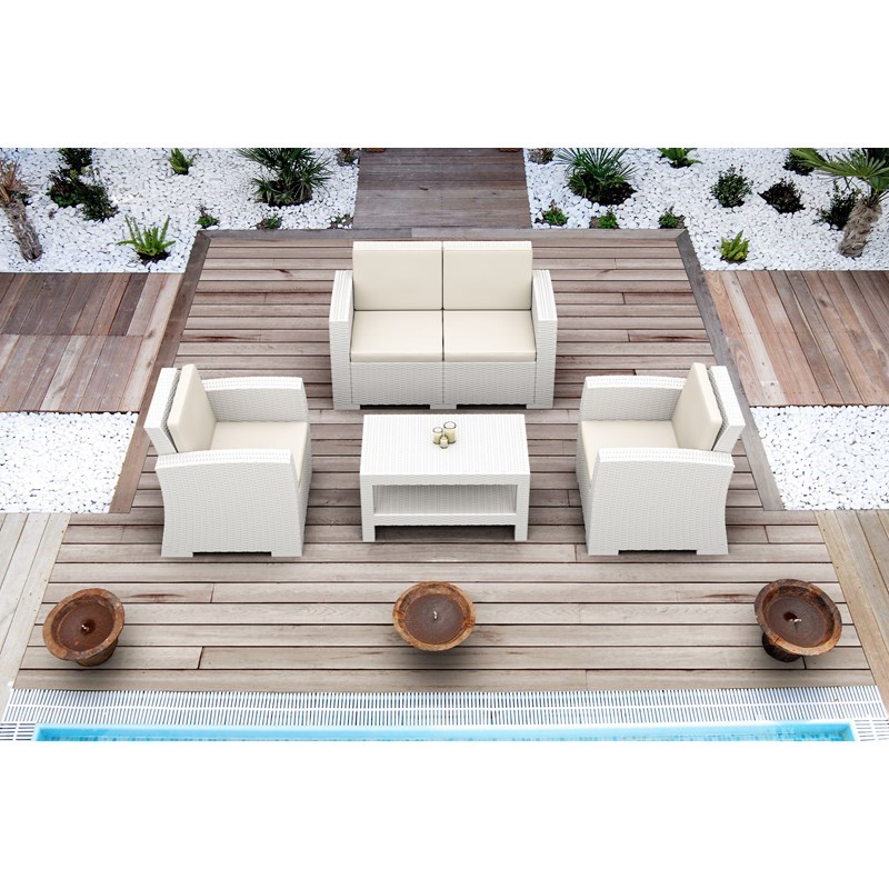 Compamia Monaco Outdoor Club Chair in White with Cushion