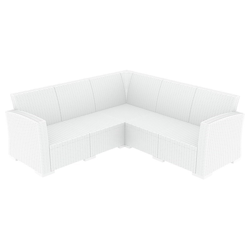 Compamia Monaco 5 Piece Outdoor Sectional in White with Cushion