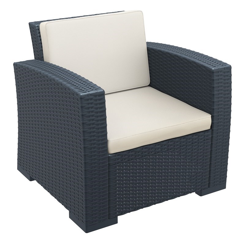 Compamia Monaco 4 Piece Outdoor Sofa Set in Dark Gray with Cushion