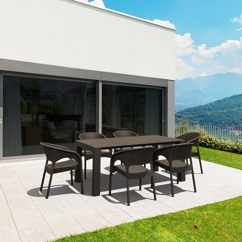 Compamia Panama 7 Piece Extendable Patio Dining Set in Brown