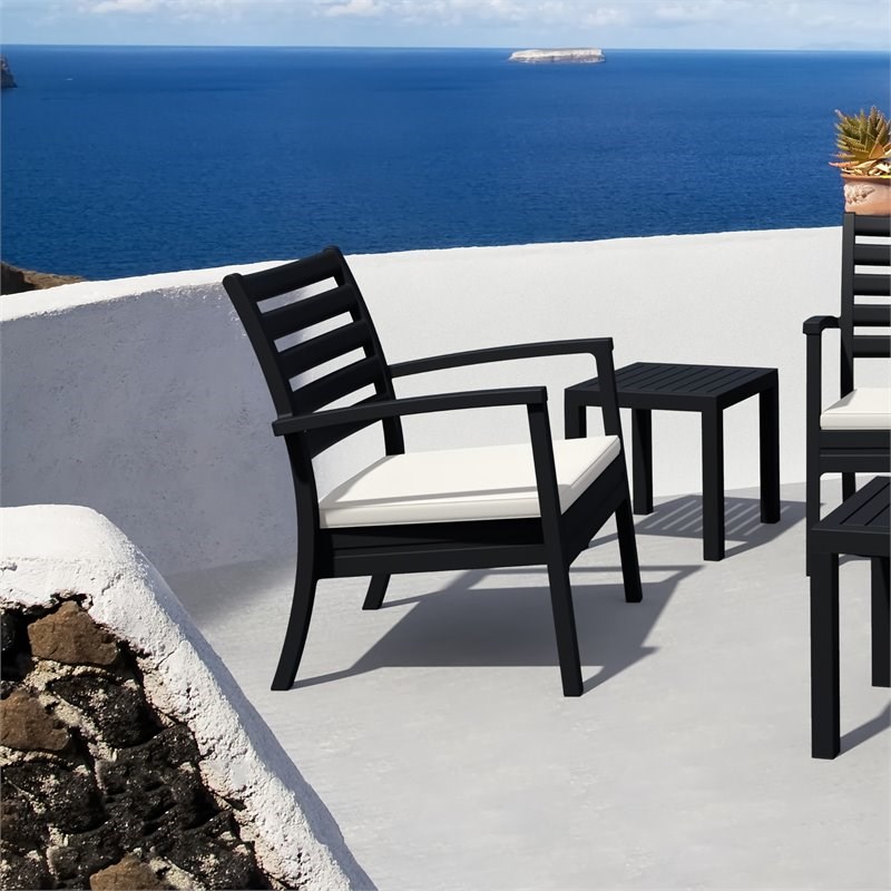 Compamia Artemis XL Club Chair in Black with Acrylic Fabric Natural Cushions