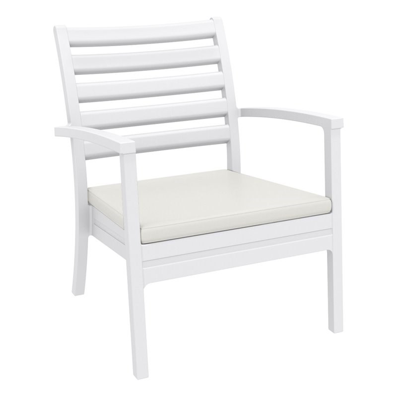 Artemis XL Club Patio Set 7 Piece White with Acrylic Fabric Natural Cushions