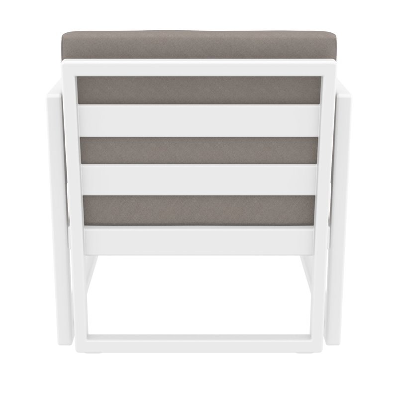 Mykonos Patio Club Chair in White with Acrylic Fabric Taupe Cushions