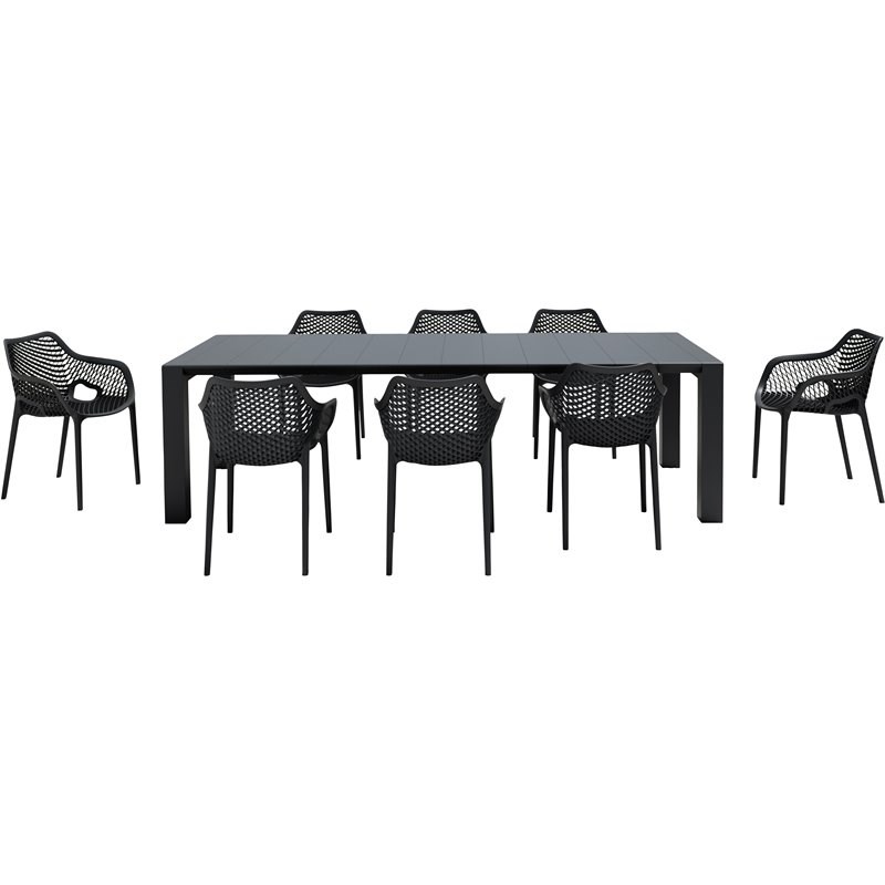 Air XL Extension 9 Piece Dining Set in Black