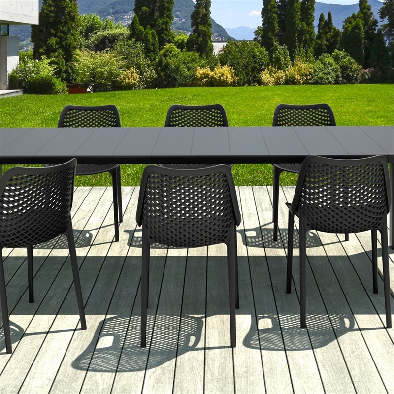 Air Extension 9 Piece Dining Set in Black