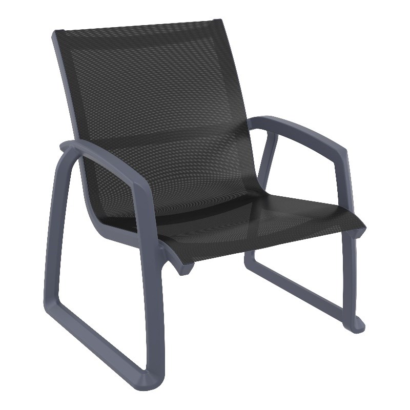 Compamia Pacific Club Arm Chair Dark Gray Frame Black Sling