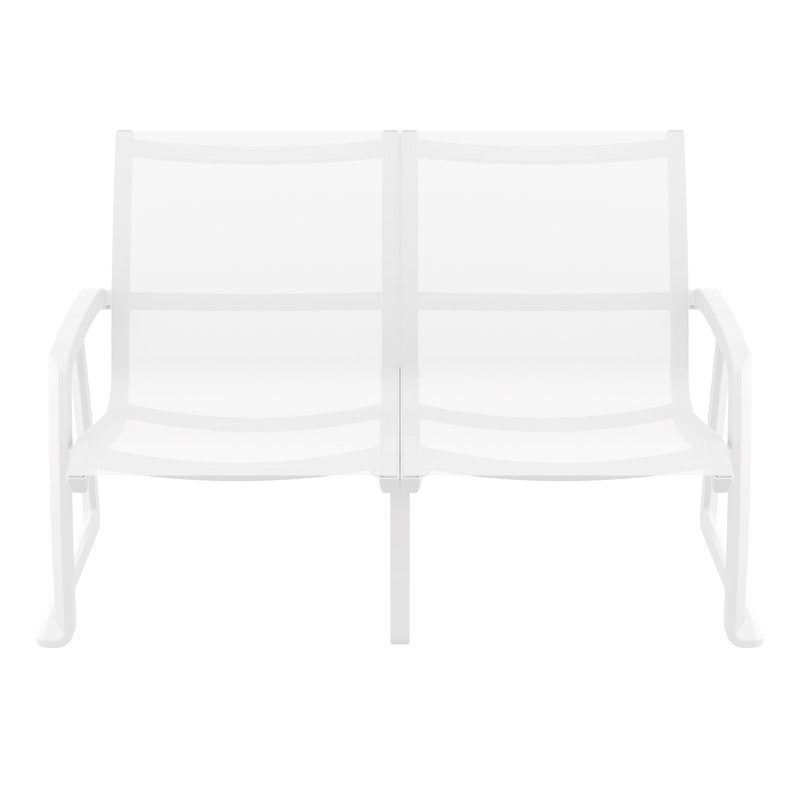 Compamia Pacific LoveSeat with Arms White Frame White Sling