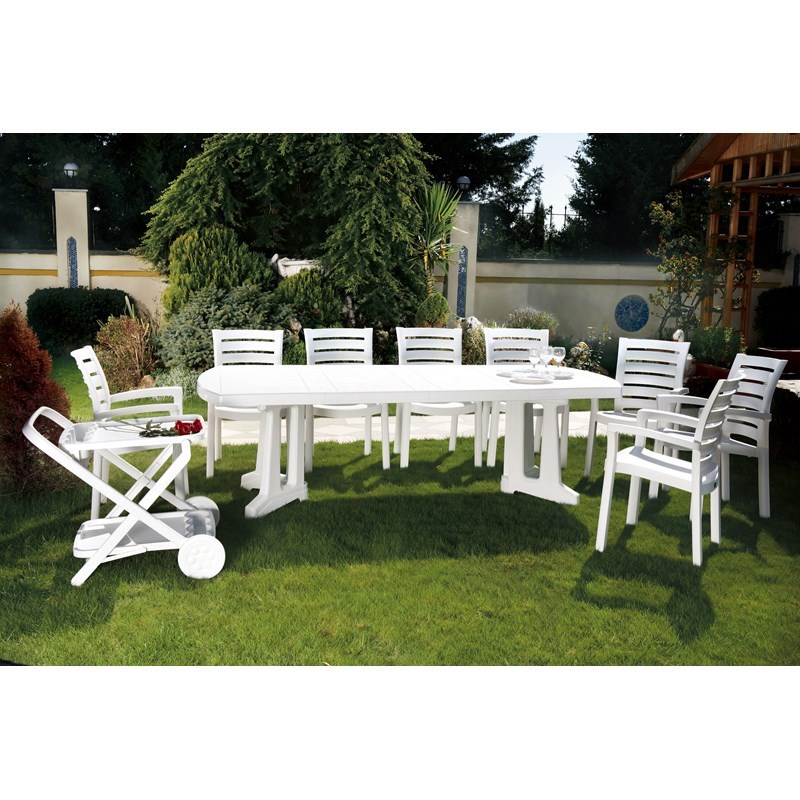 Compamia Marina Resin Patio Dining Arm Chair in White