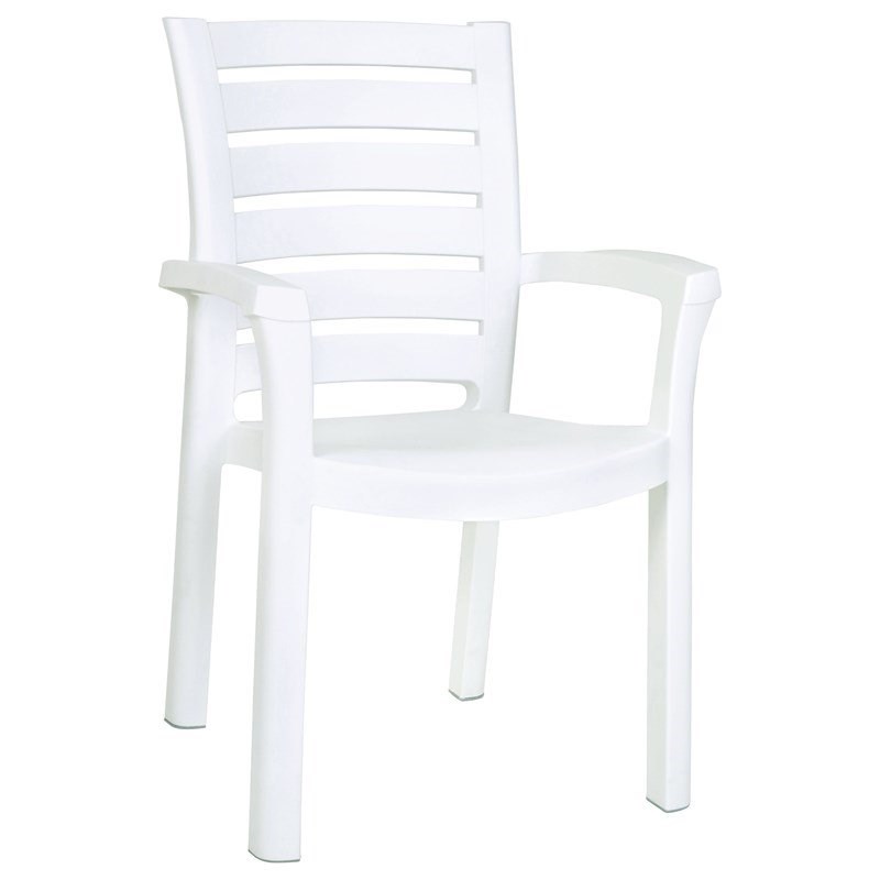 Compamia Marina Resin Patio Dining Arm Chair in White
