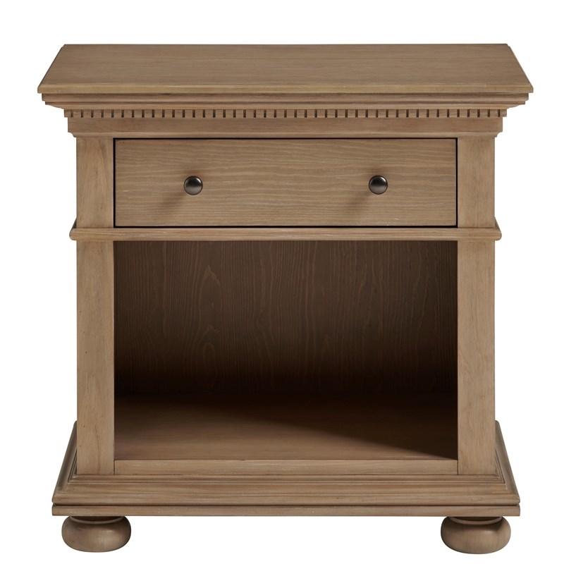 One Drawer Wood Nightstand in Brown