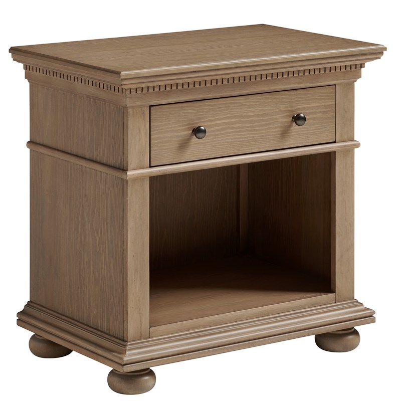 One Drawer Wood Nightstand in Brown