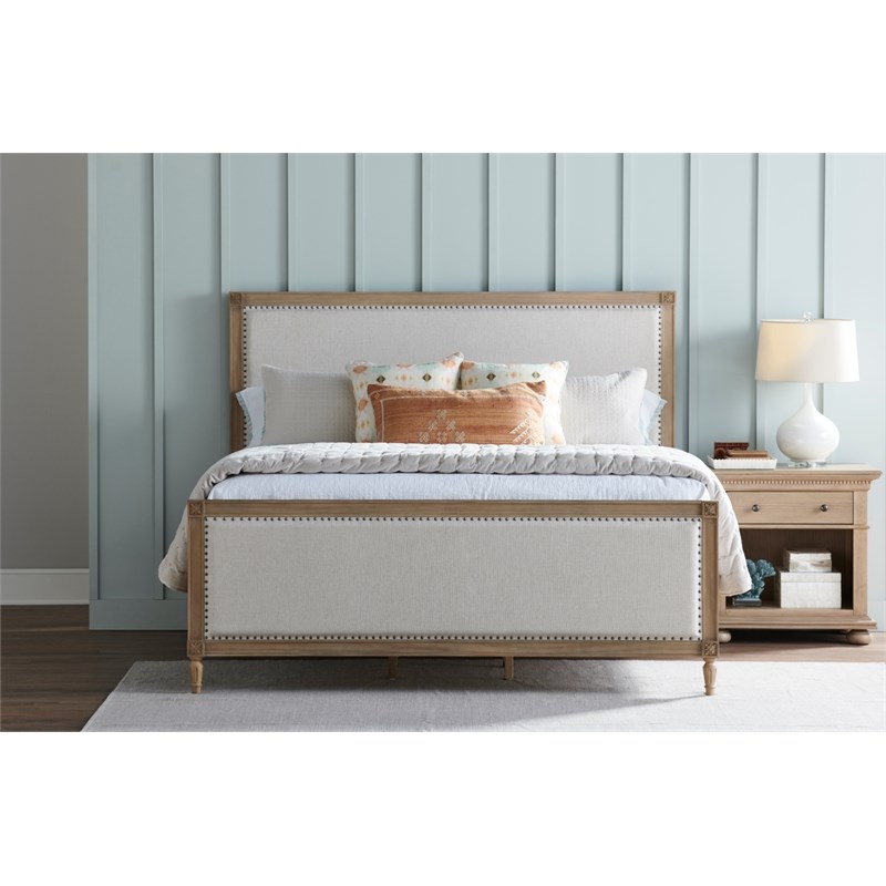 Farmhouse Wood Framed Upholstered Queen Bed In Brown | Homesquare