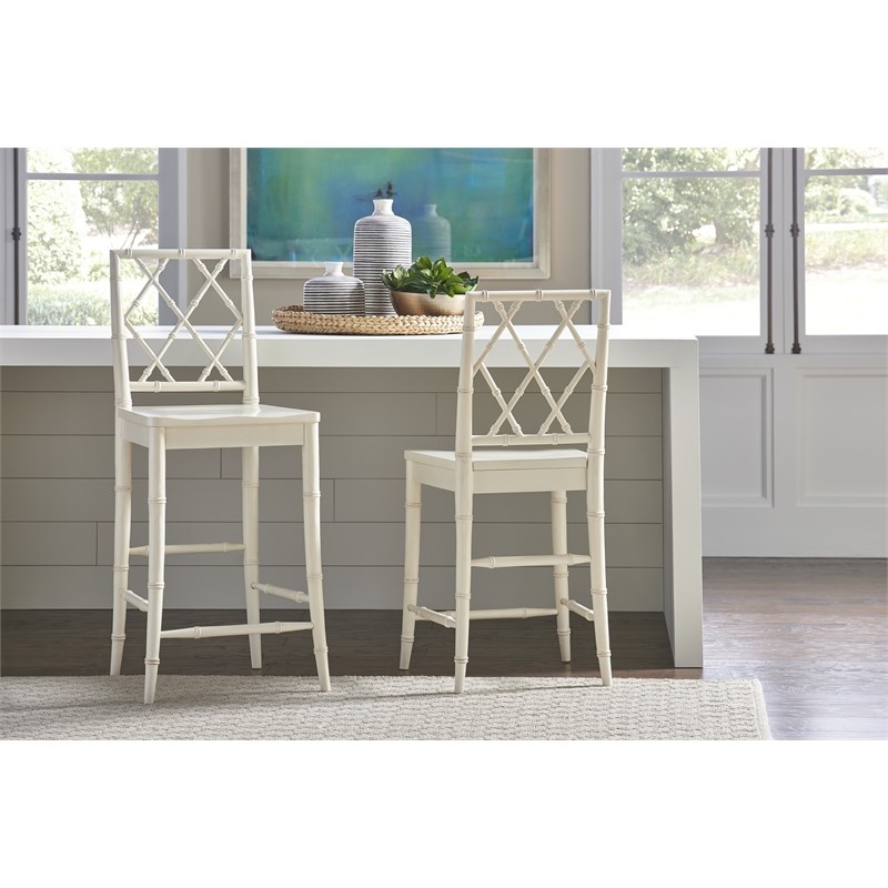 Universal Furniture Bamboo Carved XBack 24" Counter Stool in White