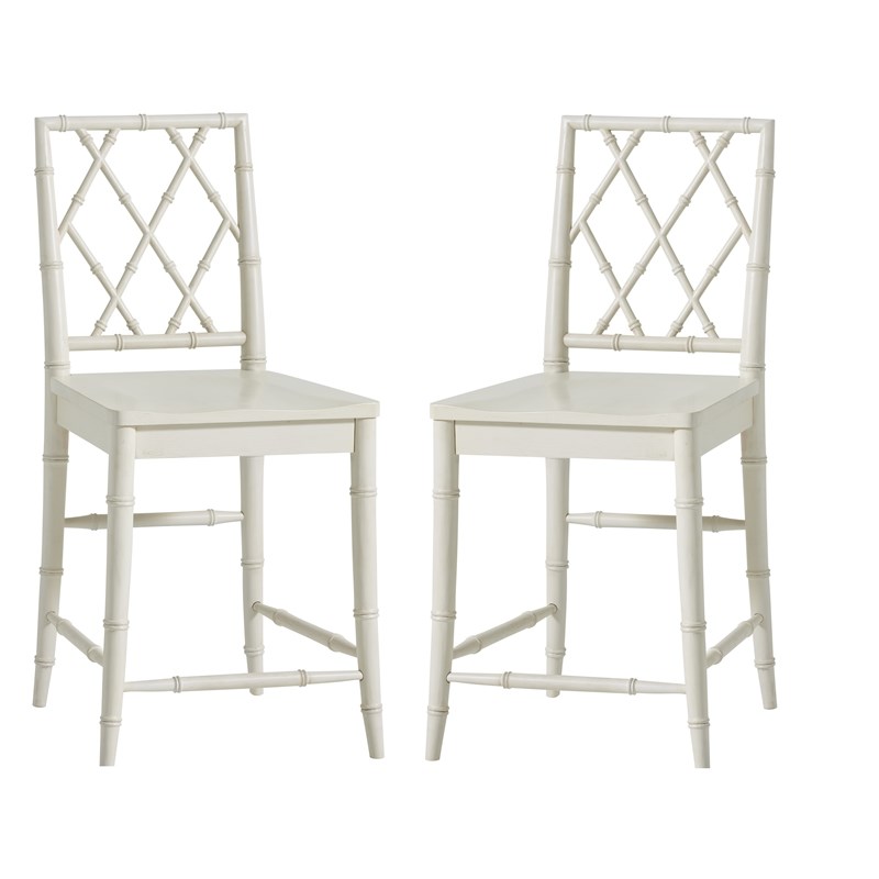 Universal Furniture Bamboo Carved XBack 24" Counter Stool in White