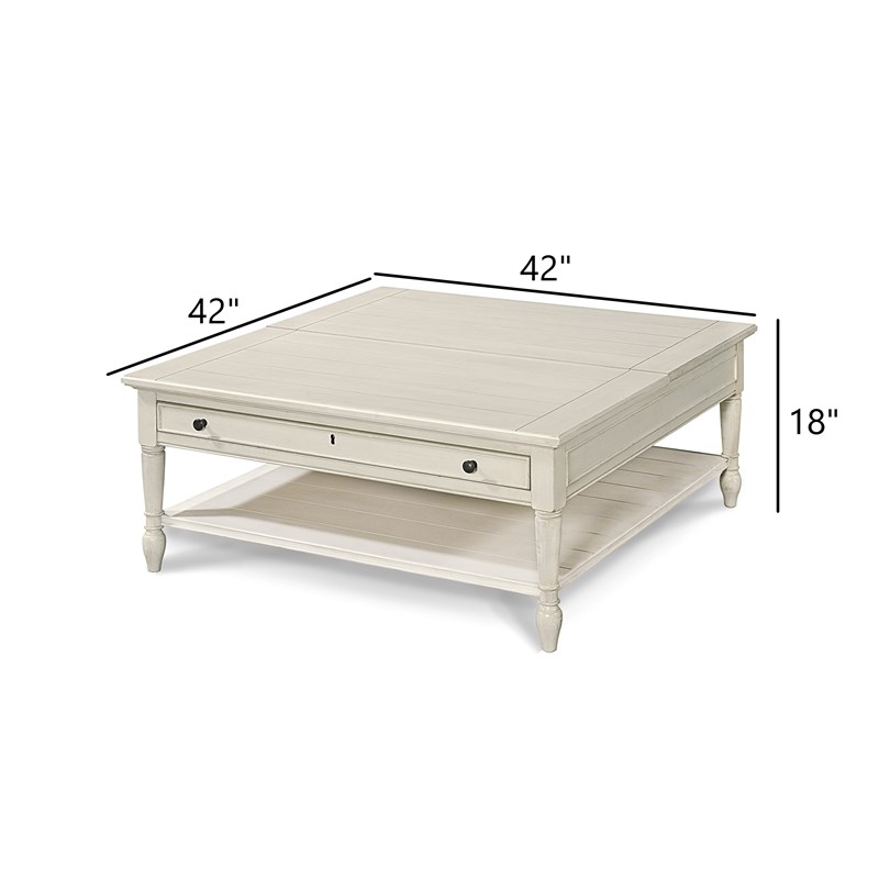 Summer Hill Lift Top Wood Coffee Table in Cotton White Finish