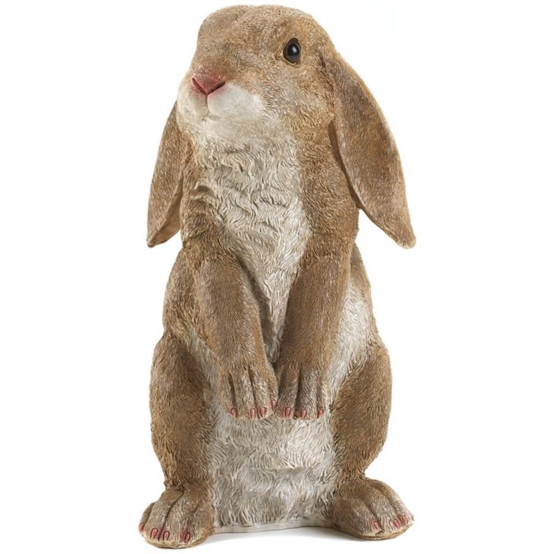 Zingz & Thingz Plastic Curious Rabbit Garden Statue in Brown