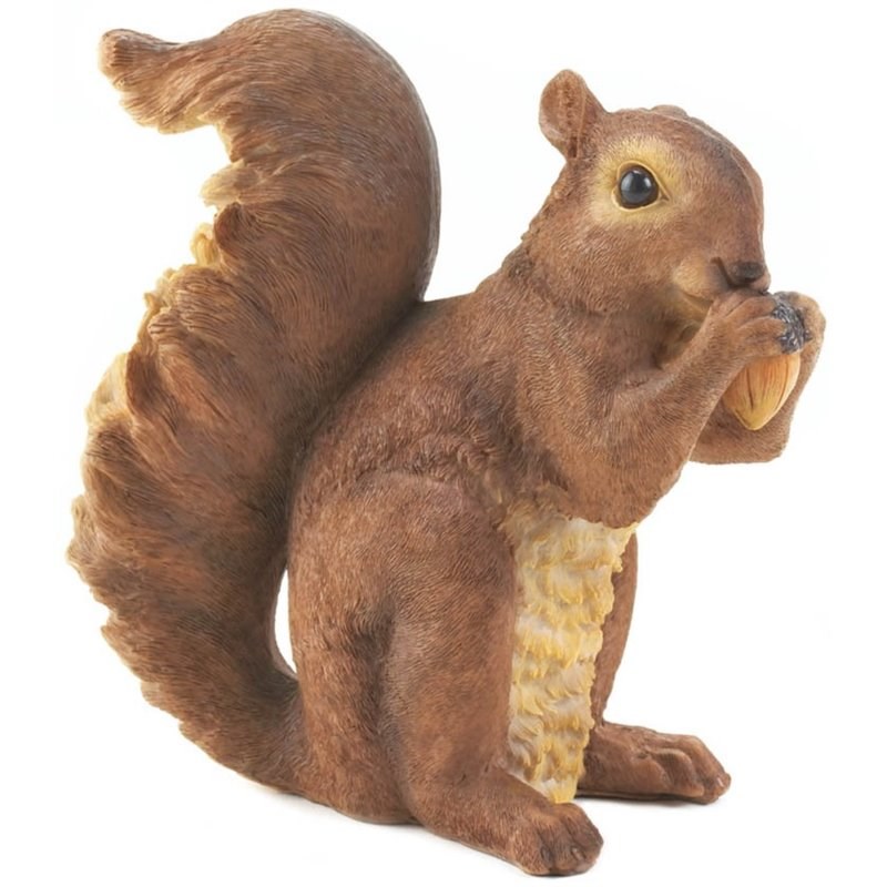 Zingz & Thingz Plastic Nibbling Squirrel Garden Statue in Brown