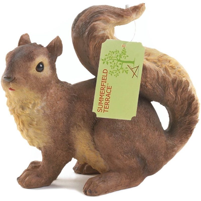 Zingz & Thingz Plastic Curious Squirrel Garden Statue in Brown