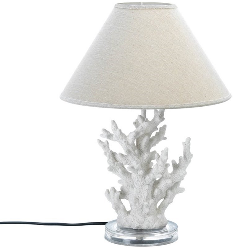 Zingz & Thingz Glass Coral Table Lamp in Cream