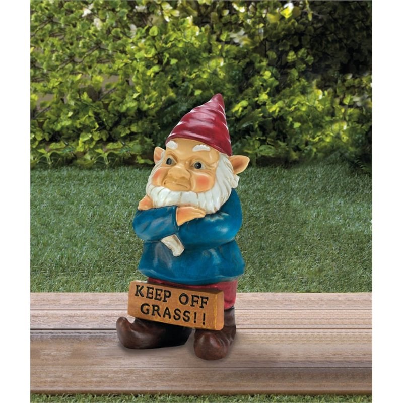 Zingz & Thingz Multicolored Plastic Keep Off Grass Grumpy Gnome Statue