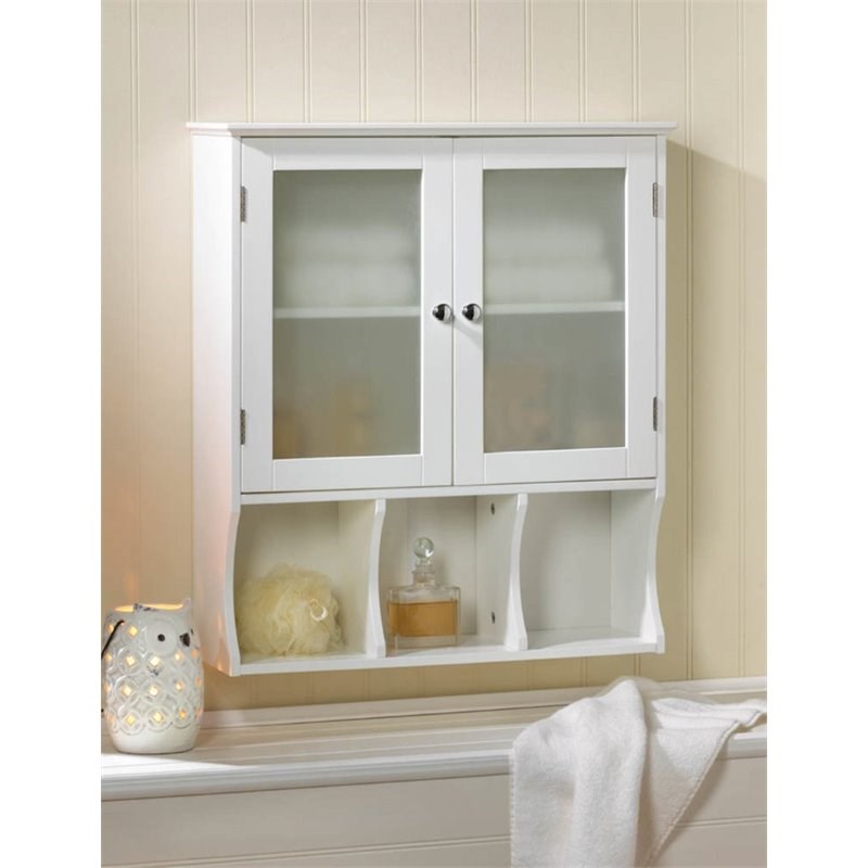 Zingz & Thingz Aspen 2 Door Wooden Glass Wall Cabinet in White