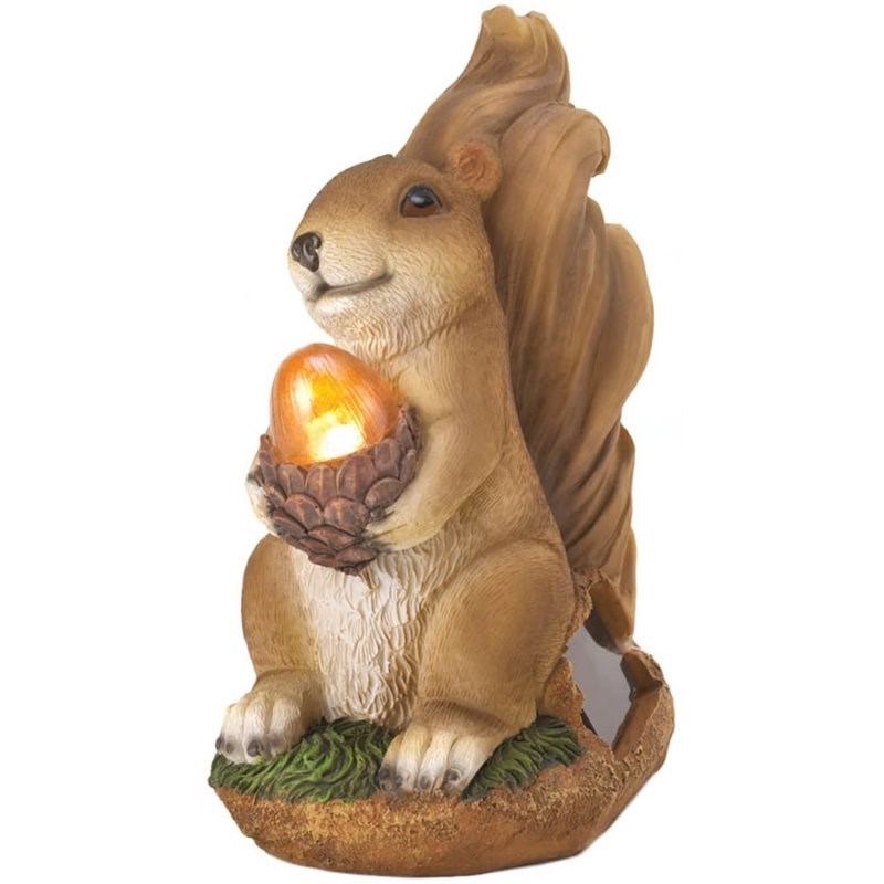 Zingz & Thingz Plastic Squirrel Solar Statue in Brown