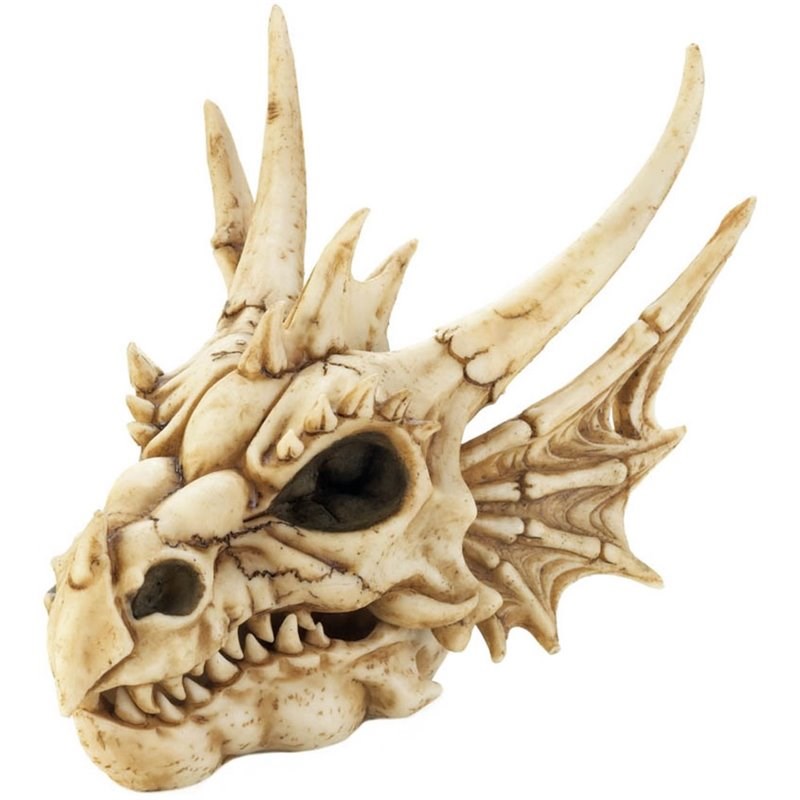 Zingz & Thingz Plastic Detailed Dragon Skull Trinket Box in Ivory
