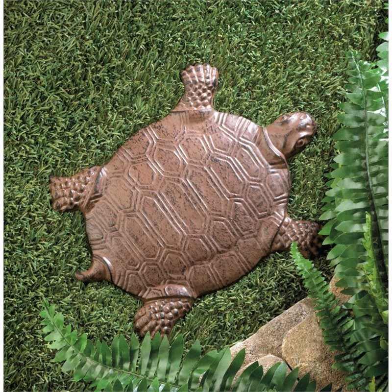 Zingz & Thingz Cast Iron Turtle Stepping Stone in Brown
