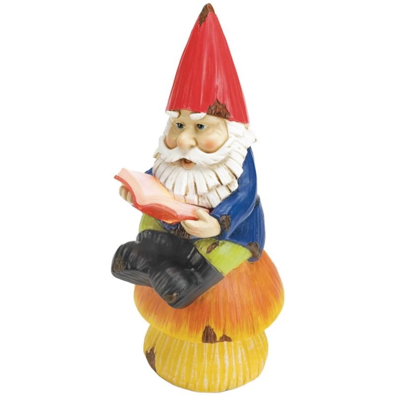 Zingz & Thingz Multicolored Plastic Bookworm Gnome Solar Statue