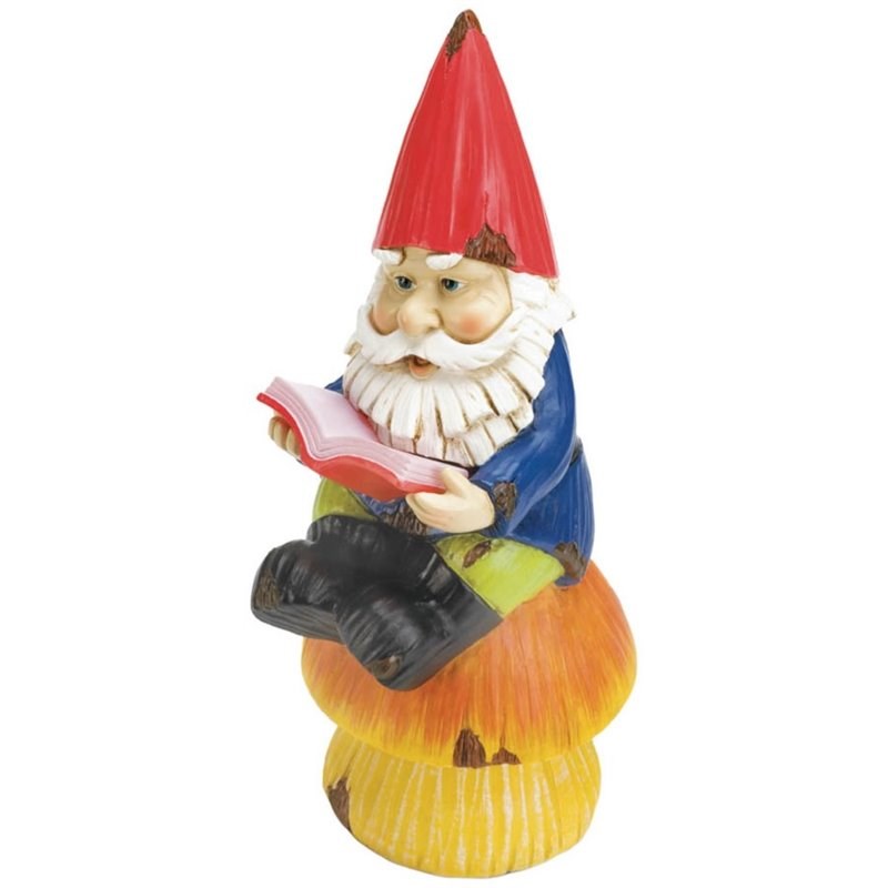 Zingz & Thingz Multicolored Plastic Bookworm Gnome Solar Statue