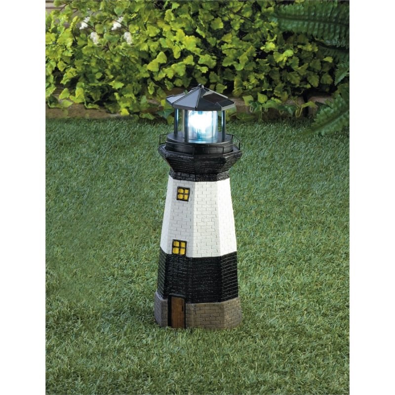 Zingz & Thingz Plastic Spinning Solar Powered Lighthouse in Black and White