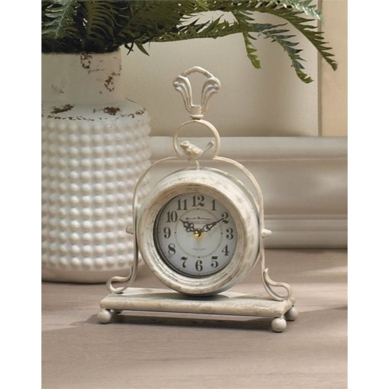 Zingz & Thingz Vintage Glass Tabletop Clock in Cream