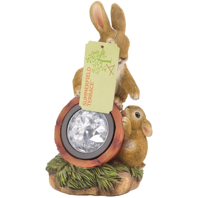 Zingz & Thingz Plastic Rabbit and Solar Light Statue in Tan