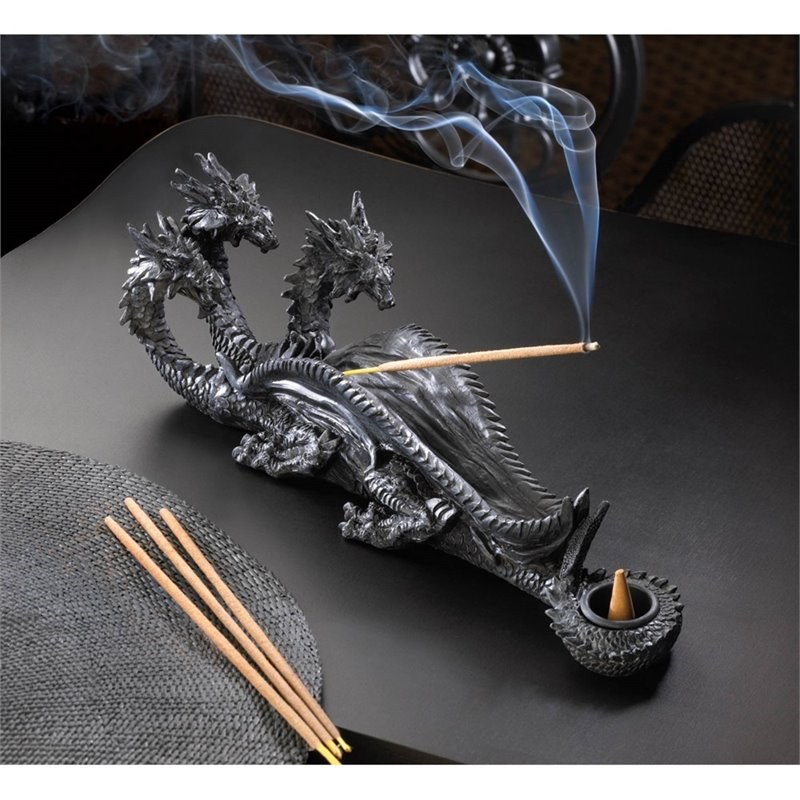 Zingz & Thingz Plastic Triple-Head Dragon Incense Burner in Gray