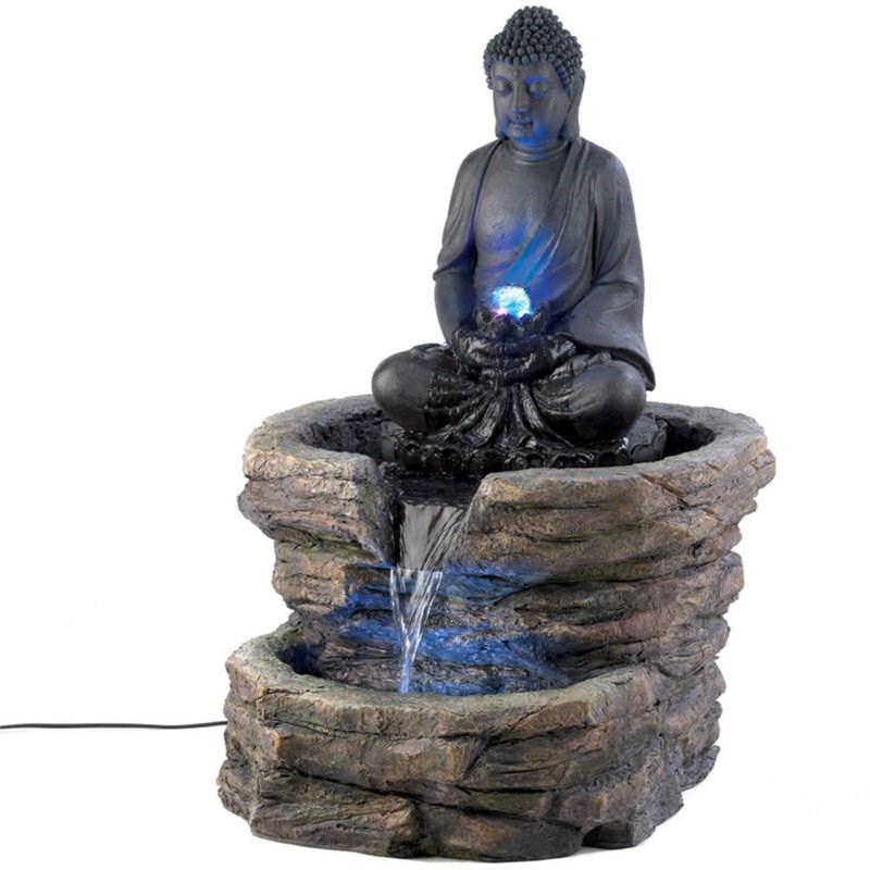 Zingz & Thingz Plastic Zen Buddha Fountain in Brown