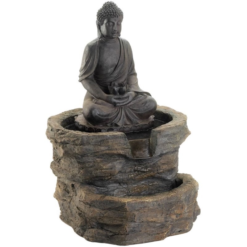 Zingz & Thingz Plastic Zen Buddha Fountain in Brown