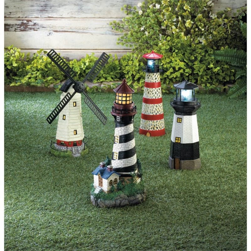 Zingz & Thingz Multicolored Plastic Solar-Powered Lighthouse Statue
